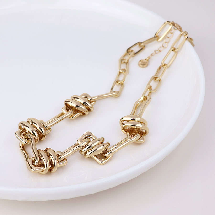 POM Odyssey Golden Polished Mixed Link Short Necklace - Sugarplum Boutique