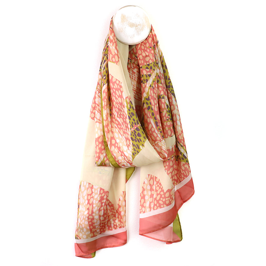 POM Recycled Peach Lime Silky Mottled Print Scarf - Sugarplum Boutique