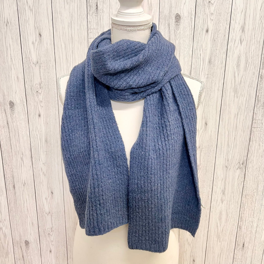 POM Recycled Ribbed Knit Scarf Denim Blue - Sugarplum Boutique