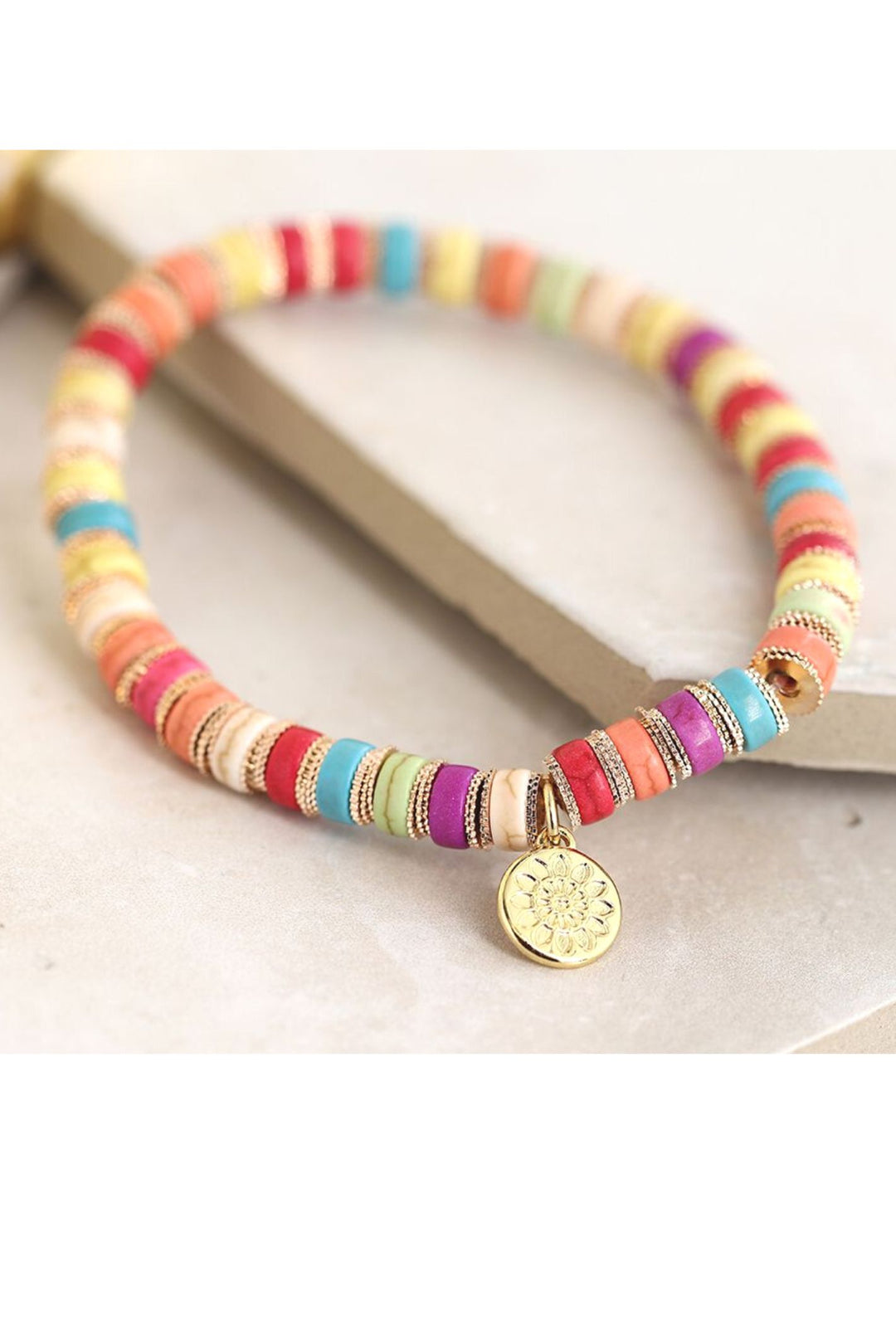 POM Rose Gold & Rainbow Beaded Bracelet - Sugarplum Boutique