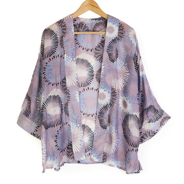 POM Short Lilac Mix Sunburst Print Kimono - Sugarplum Boutique