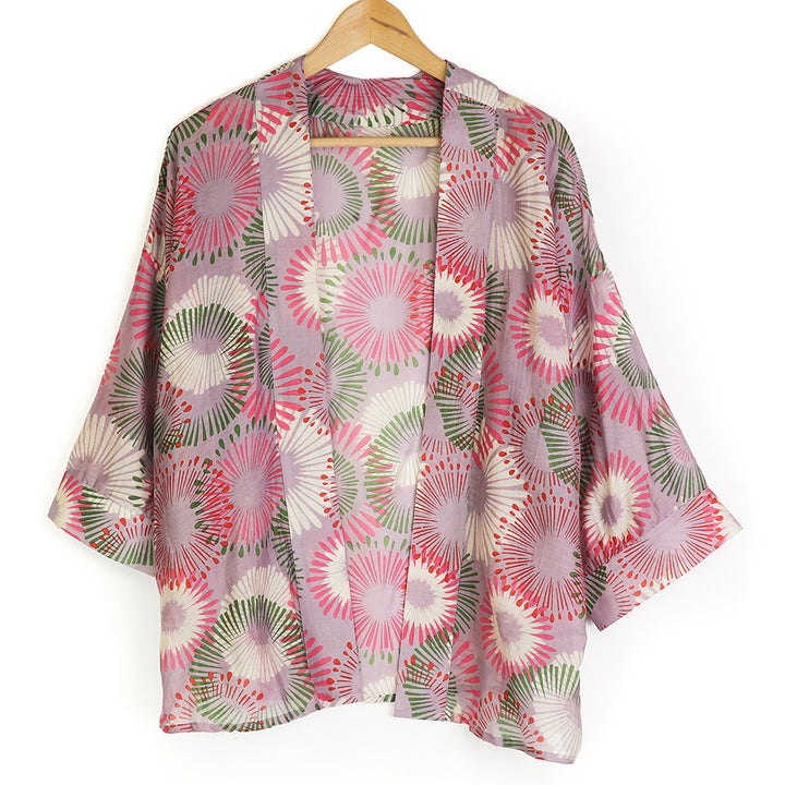 POM Short Pink Mix Sunburst Print Kimono - Sugarplum Boutique