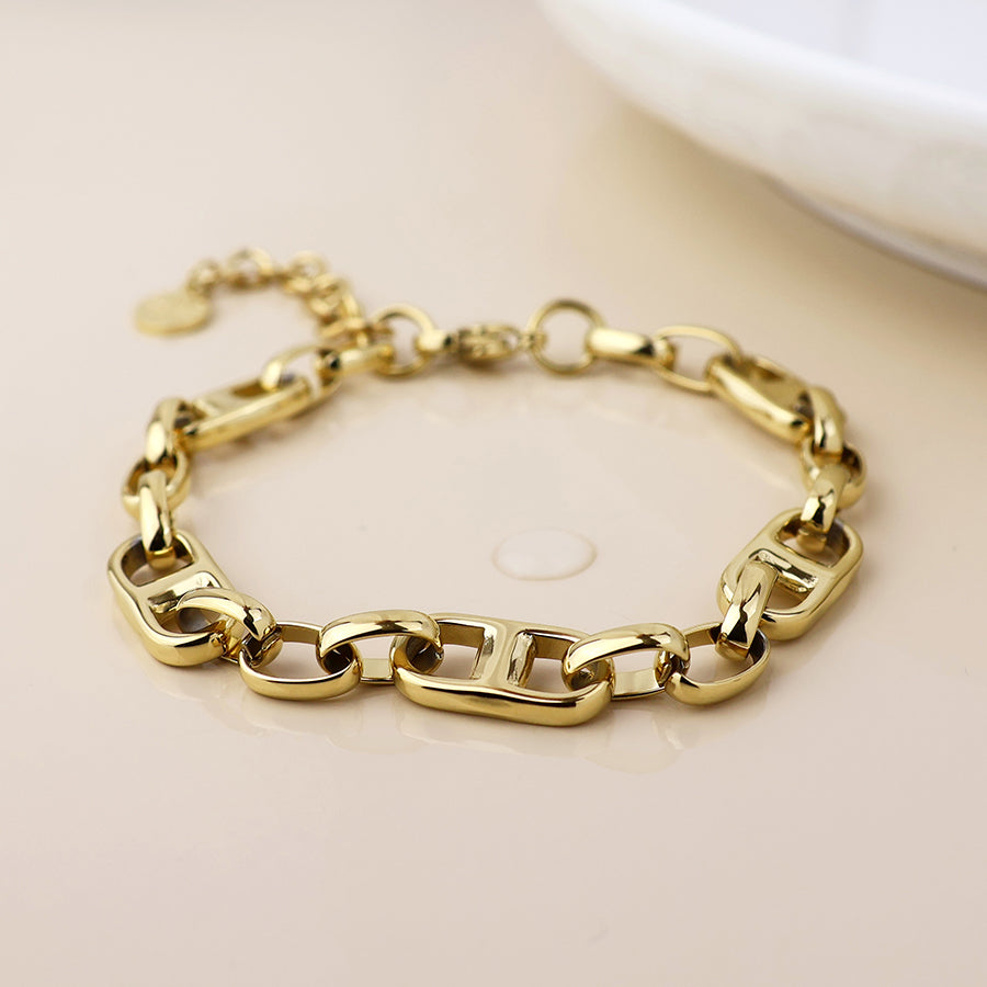 POM Waterproof Gold Plated Zipper Link Chain Bracelet - Sugarplum Boutique