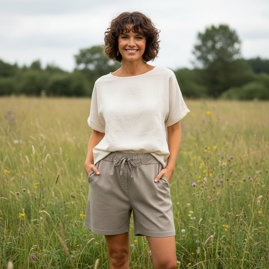 Paris Plain Magic Shorts Mocha Brown - Sugarplum Boutique