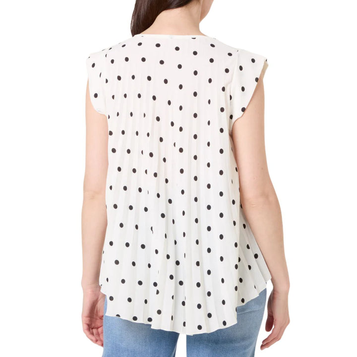 Paris Polka Dot Pleated White Cap Sleeve Top - Sugarplum Boutique