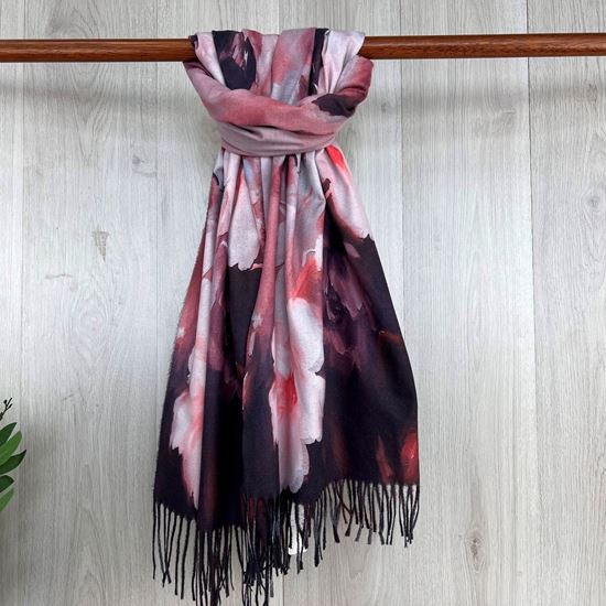 Pashmina Style Flower Print Scarf Purple - Sugarplum Boutique