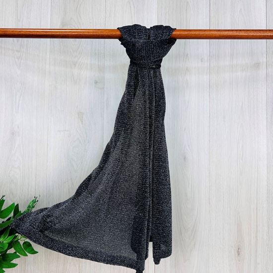 Paula Plain Knit Shimmer Pashmina Scarf Black - Sugarplum Boutique