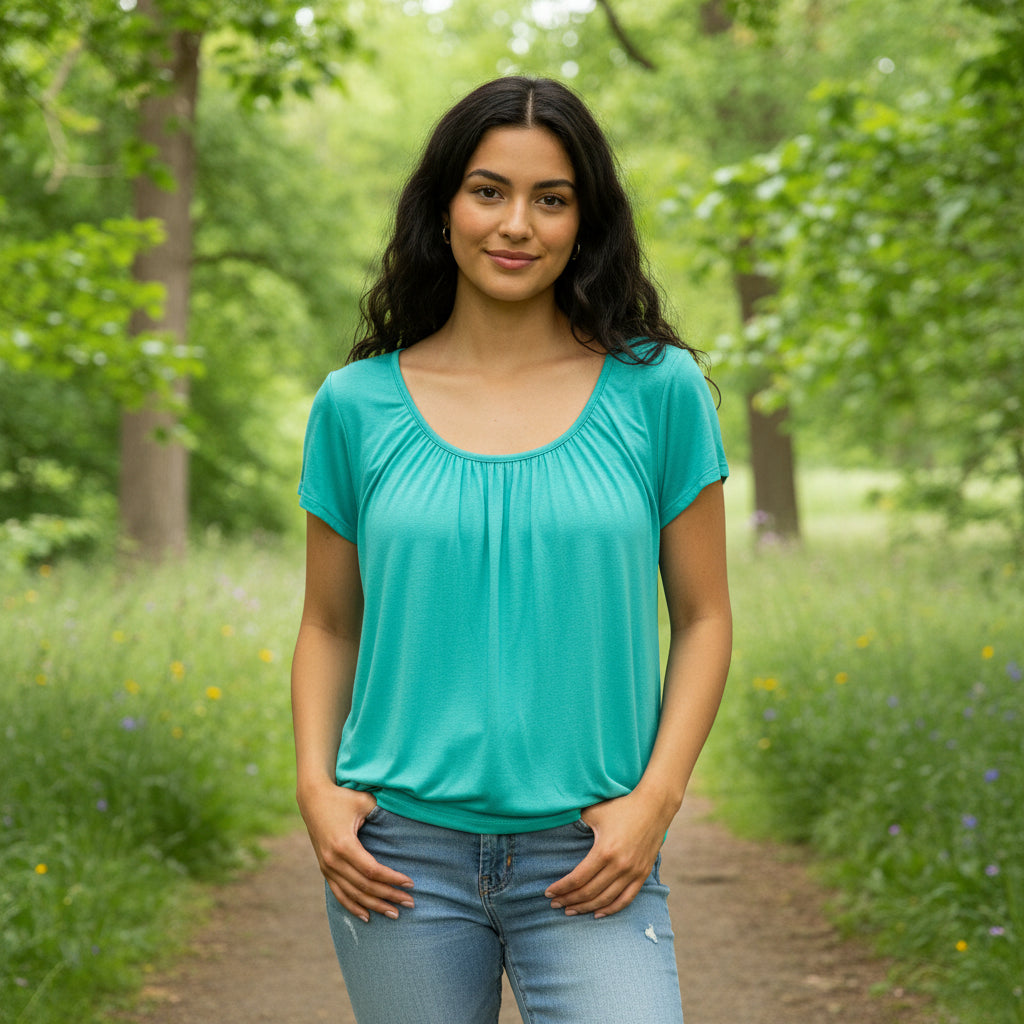 Paulie Scoop Neck Mint Green Short Sleeve T-Shirt - Sugarplum Boutique