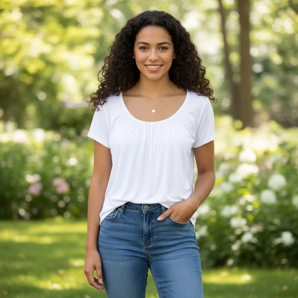 Paulie Scoop Neck White Short Sleeve T-Shirt - Sugarplum Boutique