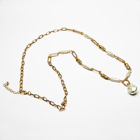 Pearl Gold Pendant Drop Long Necklace  - Sugarplum Boutique