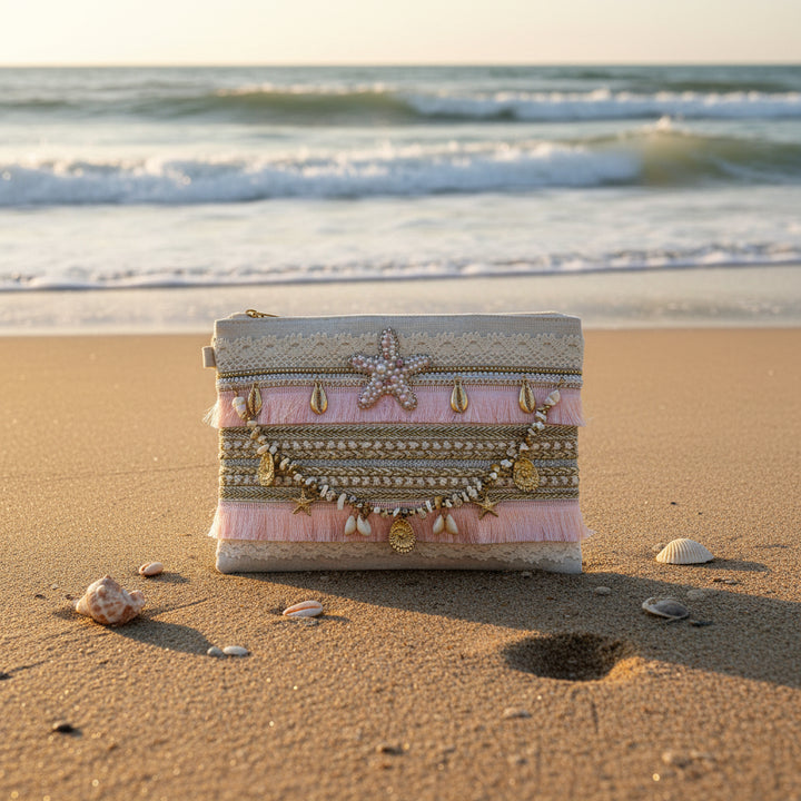 Pearl Starfish Clutch Bag Pink - Sugarplum Boutique
