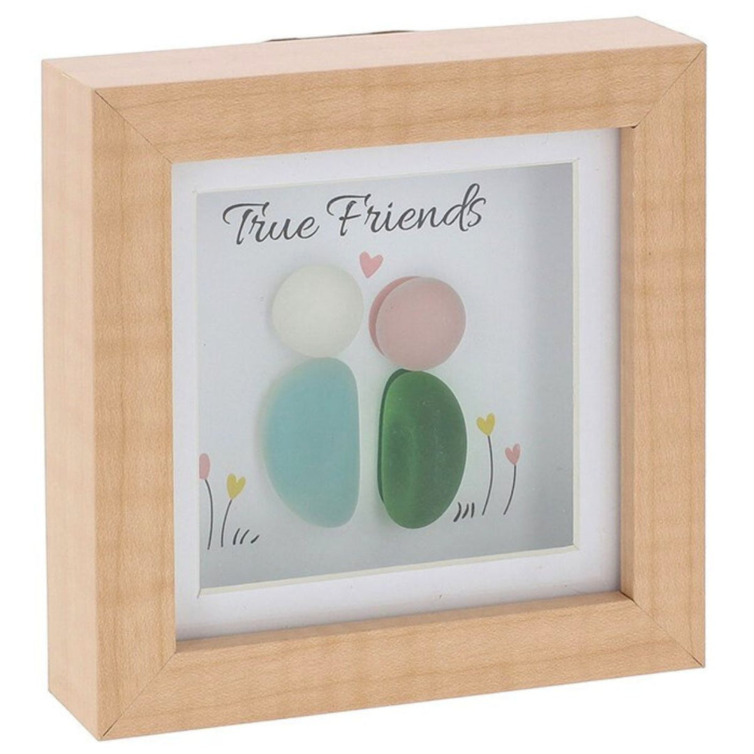 Pebble Glass Square Plaque True Friends - Sugarplum Boutique