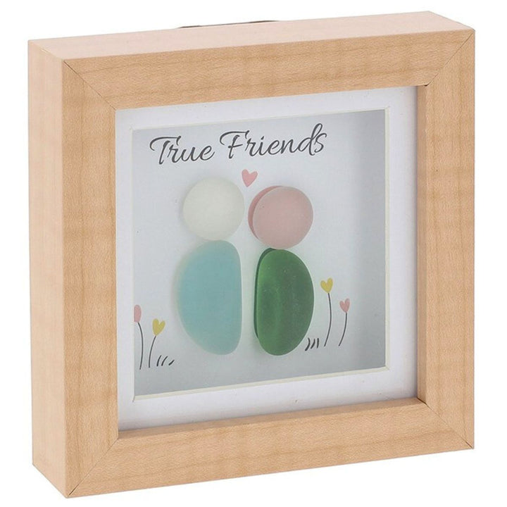Pebble Glass Square Plaque True Friends - Sugarplum Boutique