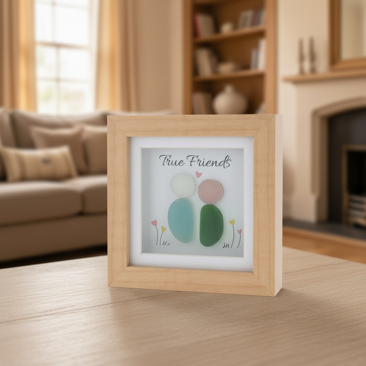 Pebble Glass Square Plaque True Friends