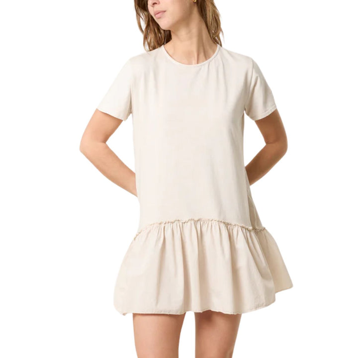 Percy Cotton Tiered Frill Dress Stone - Sugarplum Boutique