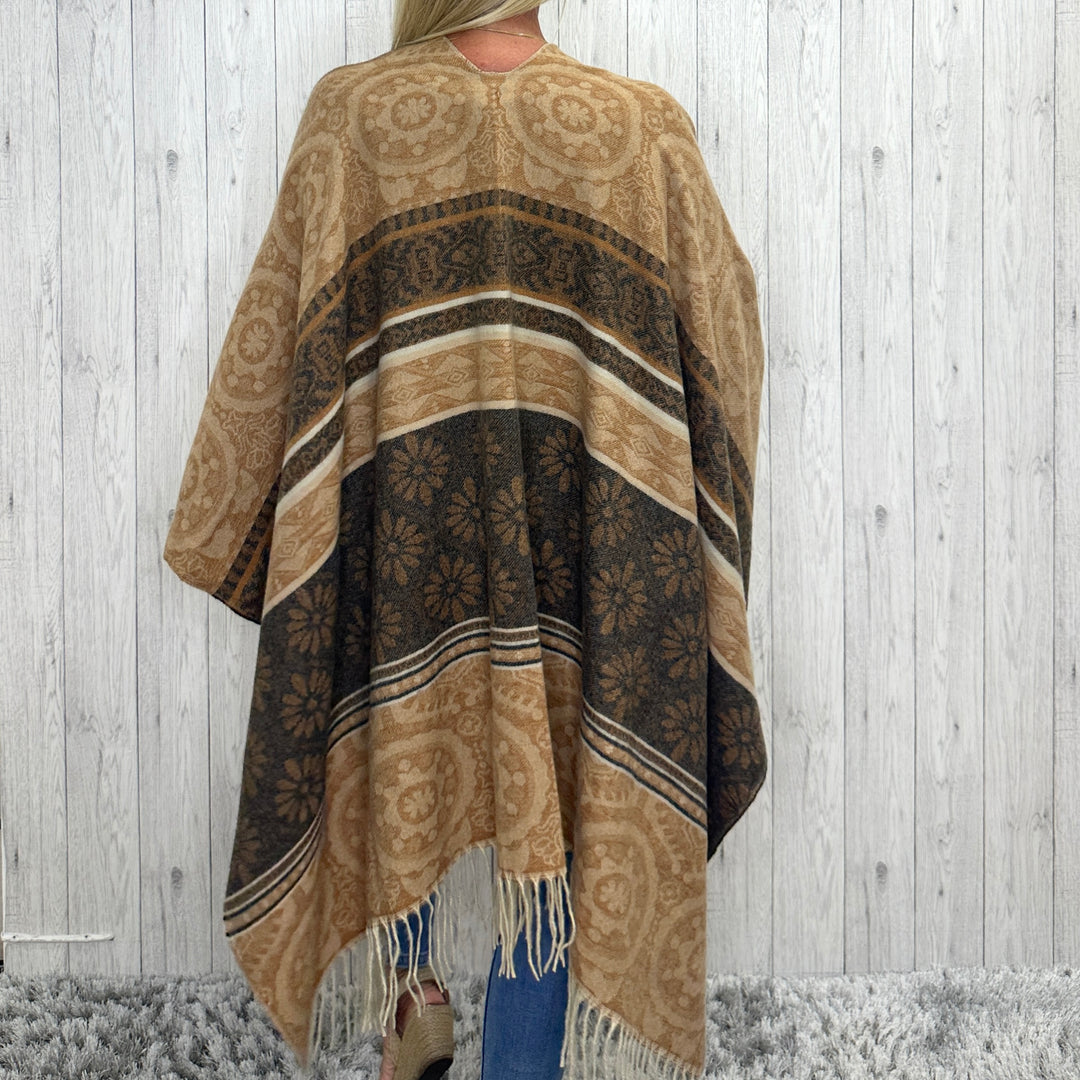 Petra Soft Touch Wrap Style Pashmina Shawl Brown - Sugarplum Boutique