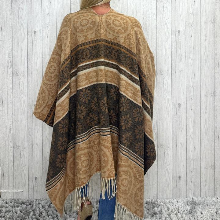 Petra Soft Touch Wrap Style Pashmina Shawl Brown - Sugarplum Boutique