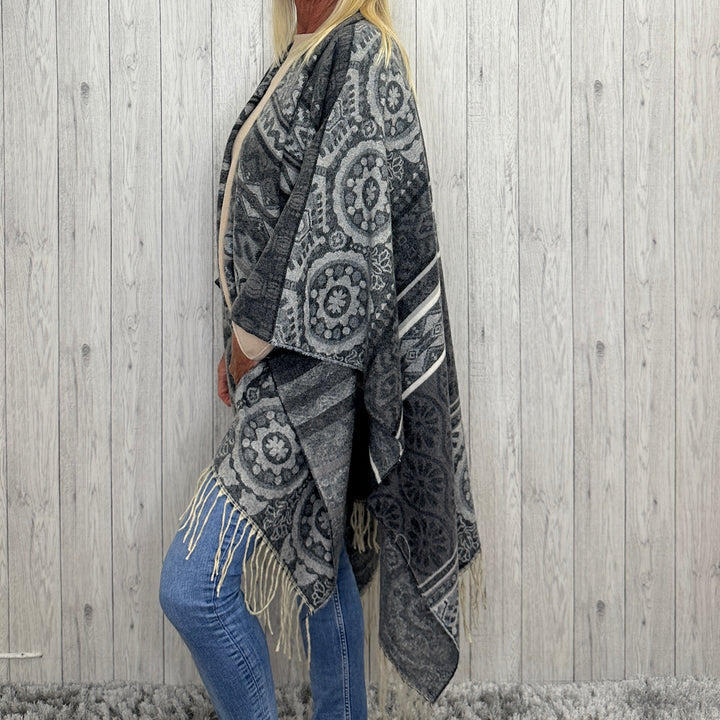 Petra Soft Touch Wrap Style Pashmina Shawl Grey - Sugarplum Boutique