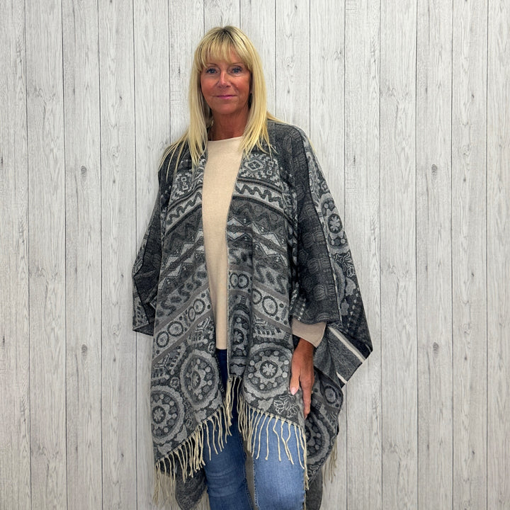 Petra Soft Touch Wrap Style Pashmina Shawl Grey - Sugarplum Boutique