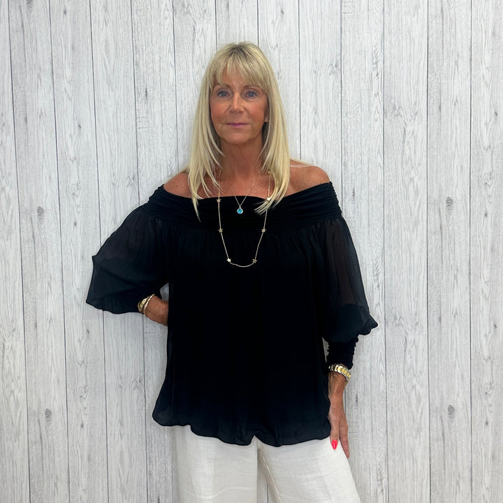 Philly Phase 8 Silk Top Black - Sugarplum Boutique