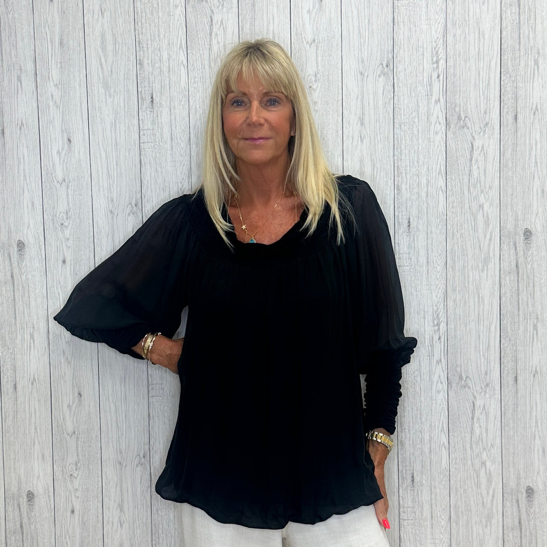 Philly Phase 8 Silk Top Black - Sugarplum Boutique