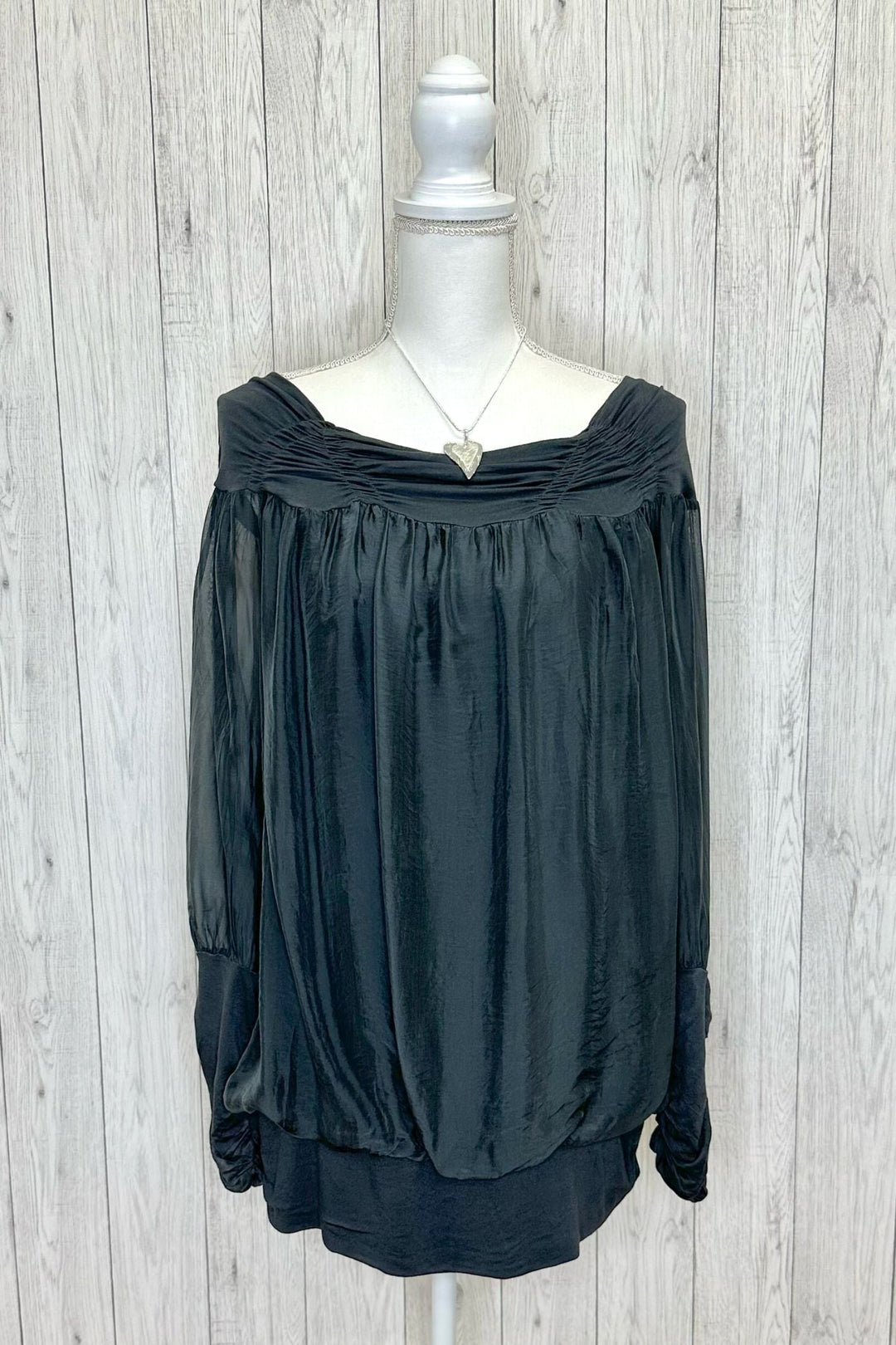 Philly Phase 8 Silk Top Charcoal - Sugarplum Boutique
