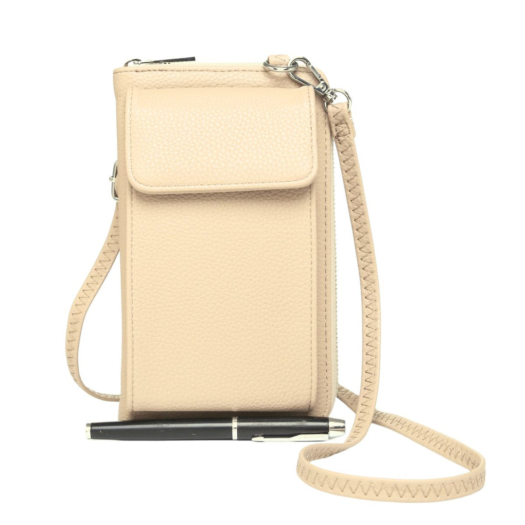 Phone Faux Leather Beige Cross Body Bag - Sugarplum Boutique