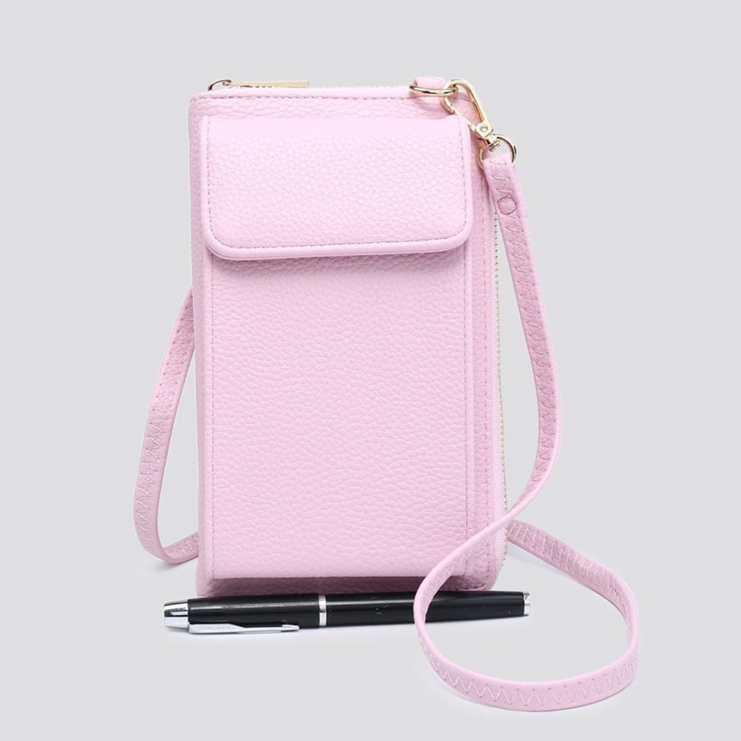 Phone Faux Leather Light Pink Cross Body Bag - Sugarplum Boutique