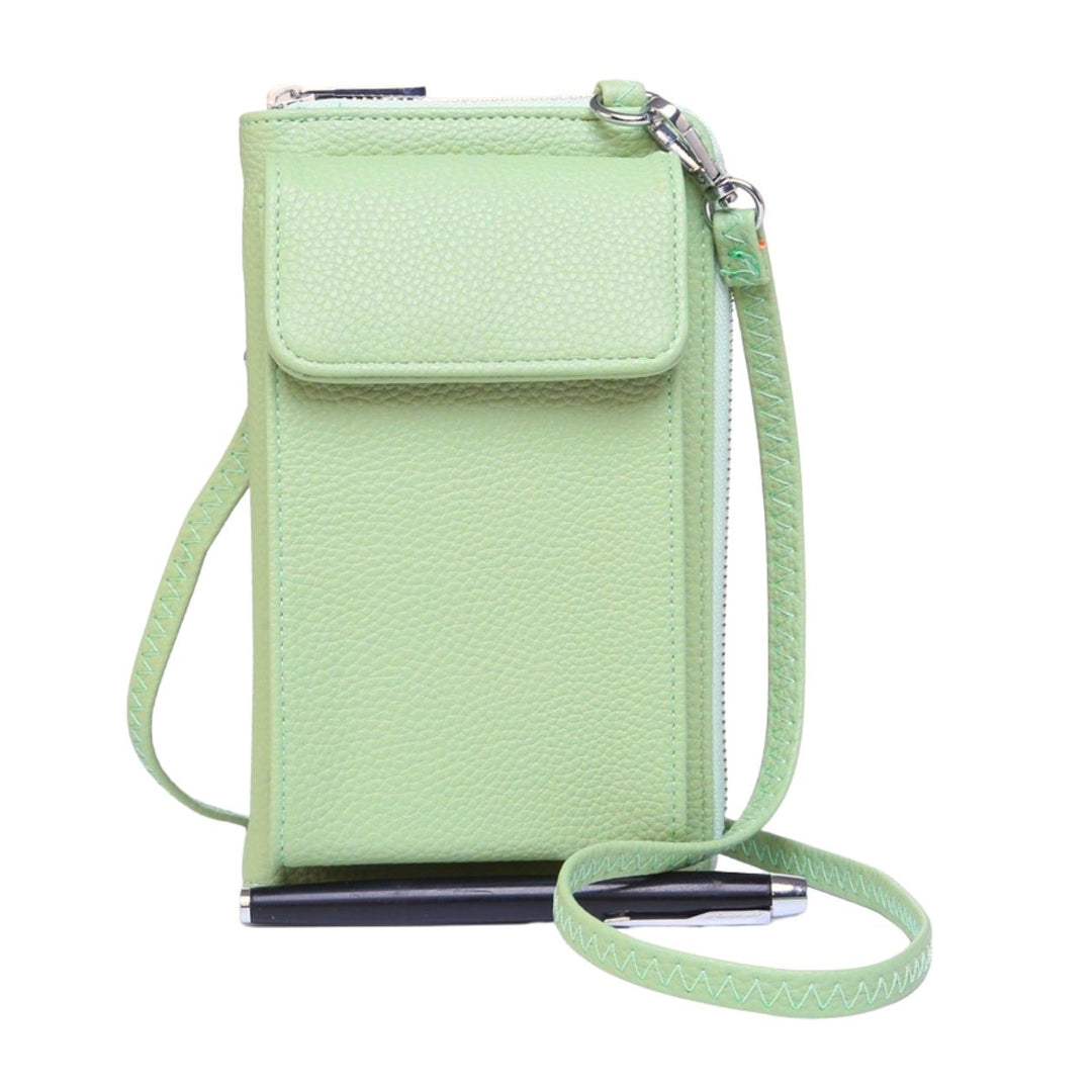 Phone Faux Leather Mint Green Cross Body Bag - Sugarplum Boutique