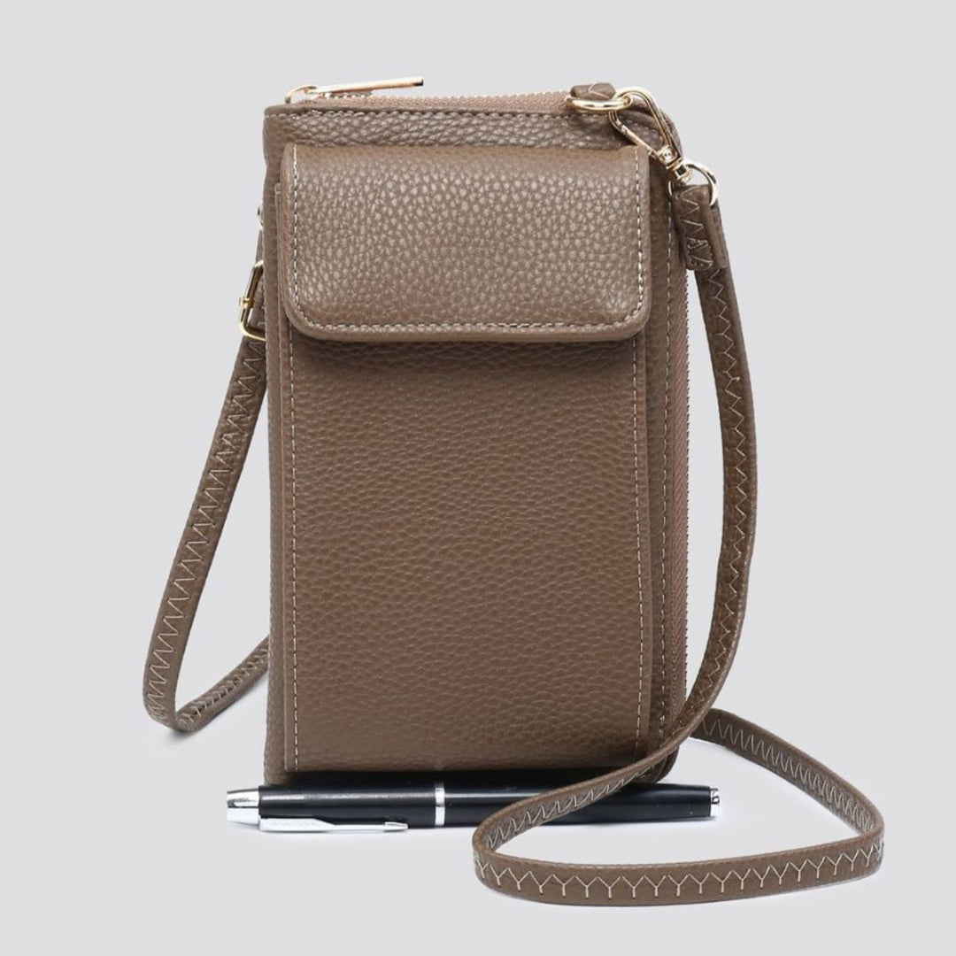 Phone Faux Leather Mocha Brown Cross Body Bag - Sugarplum Boutique