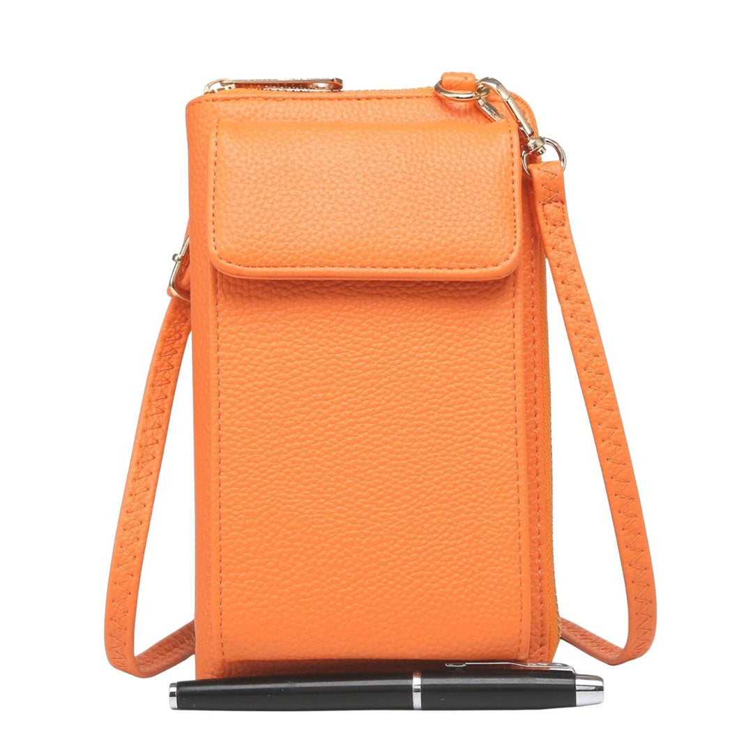 Phone Faux Leather Orange Cross Body Bag - Sugarplum Boutique