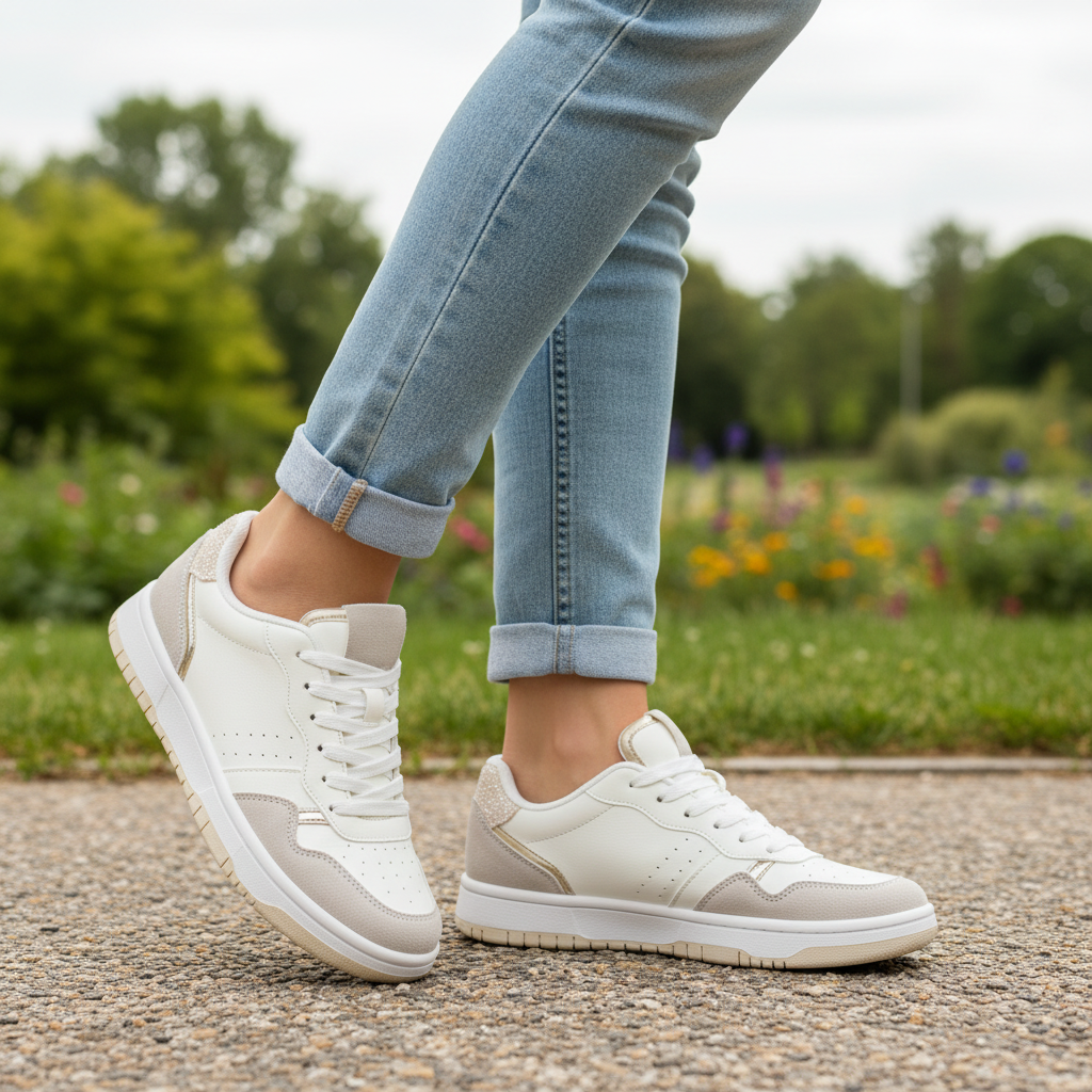 Pimlico White Faux Leather Trainers - Sugarplum Boutique