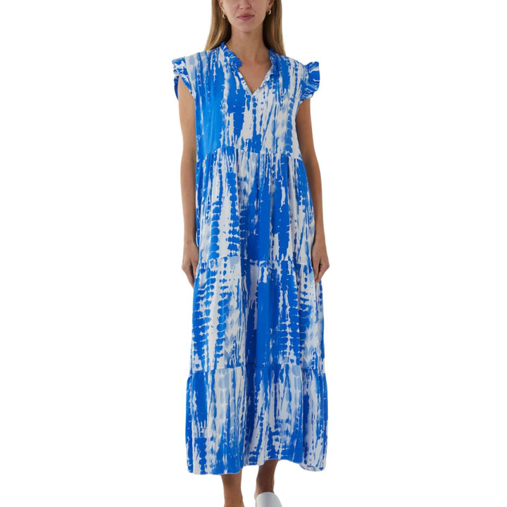 Piper Frill Sleeve Tiered Maxi Dress Royal Blue - Sugarplum Boutique