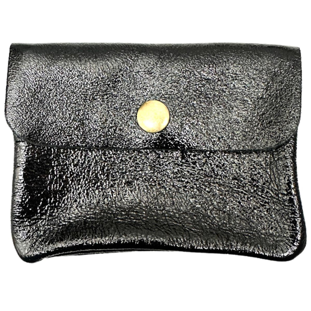 Pippa Black Leather Metallic Coin Purse - Sugarplum Boutique