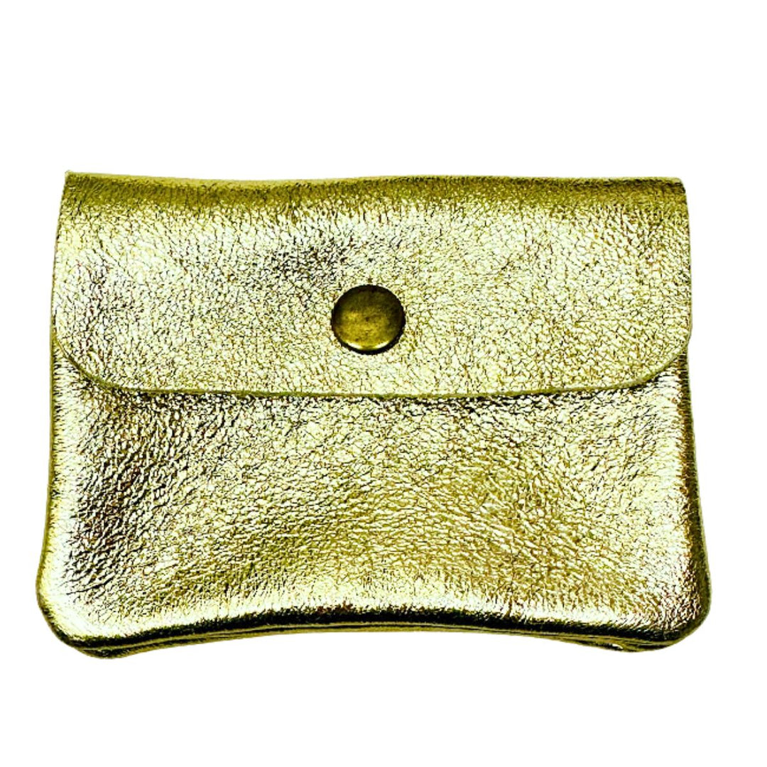 Pippa Gold Leather Metallic Coin Purse - Sugarplum Boutique