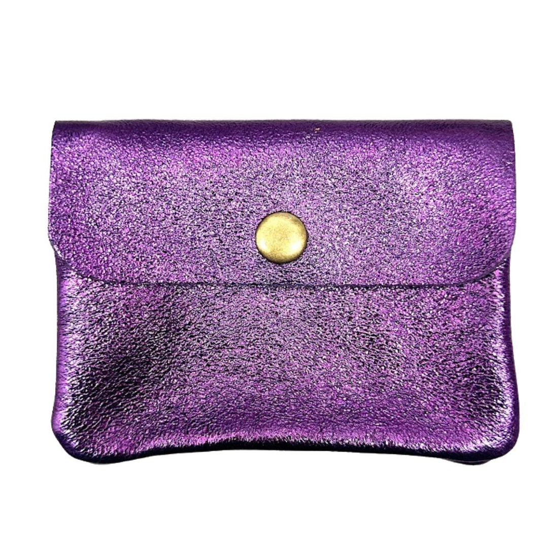 Pippa Purple Leather Metallic Coin Purse - Sugarplum Boutique