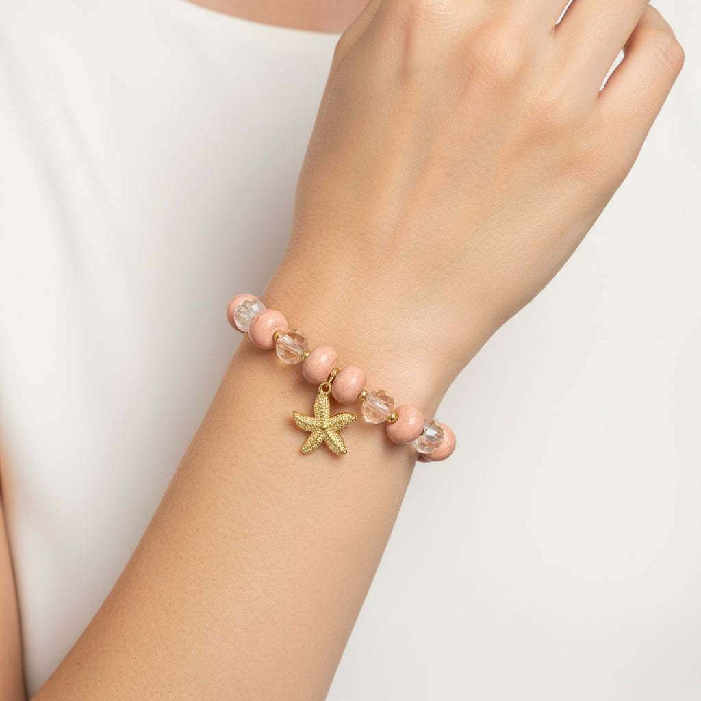 Pixie Pink Beaded Starfish Bracelet - Sugarplum Boutique