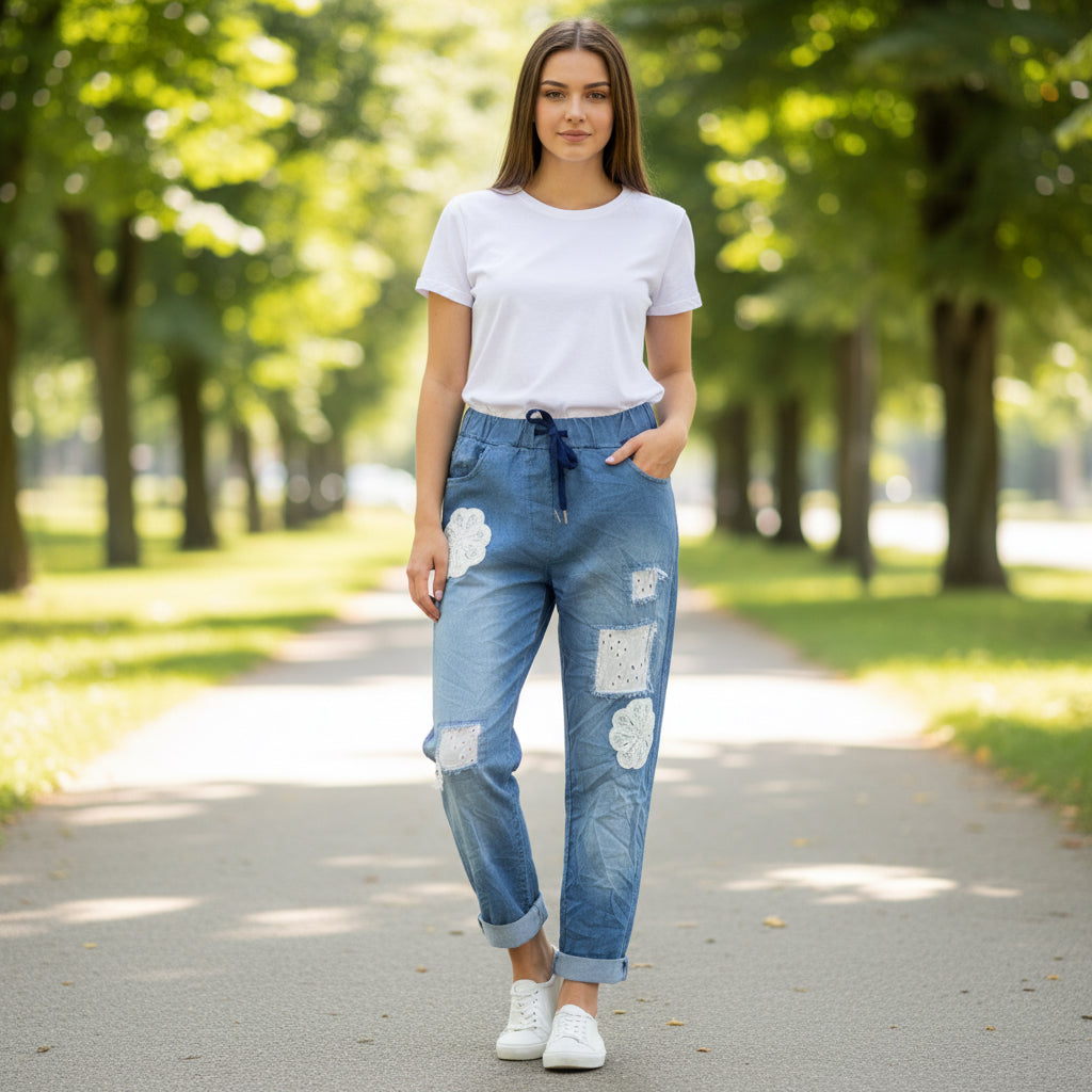 Pixie Straight Leg Embellished Crinkle Denim Jeans - Sugarplum Boutique