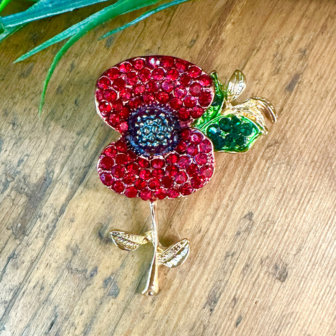 Poppy Diamante Brooch Gold - Sugarplum Boutique