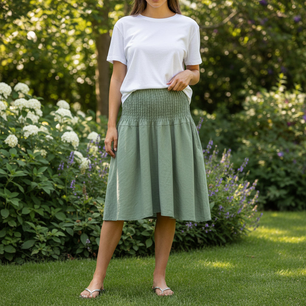 Poppy Wide Leg Khaki Green Linen Shorts - Sugarplum Boutique