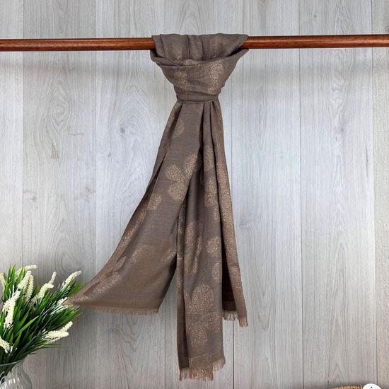 Quant Flower Style Winter Scarf Mocha Brown - Sugarplum Boutique
