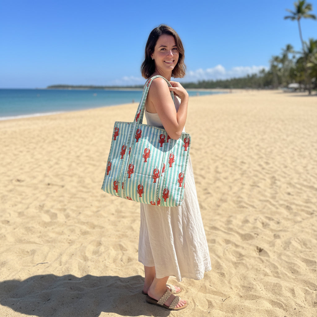 Quilted Lobster Tote Bag - Sugarplum Boutique