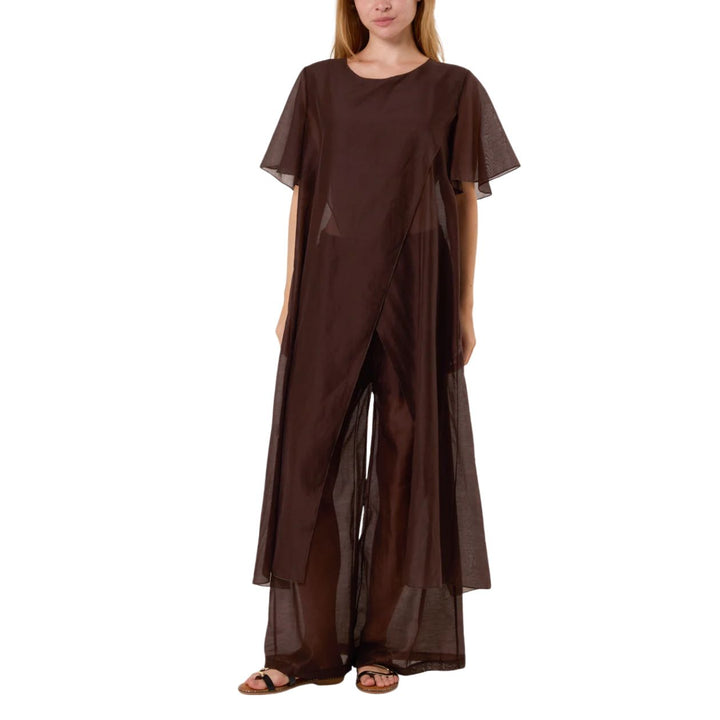 Quinn Two Piece Matching Top Trousers Co-Ord Set Chocolate Brown - Sugarplum Boutique