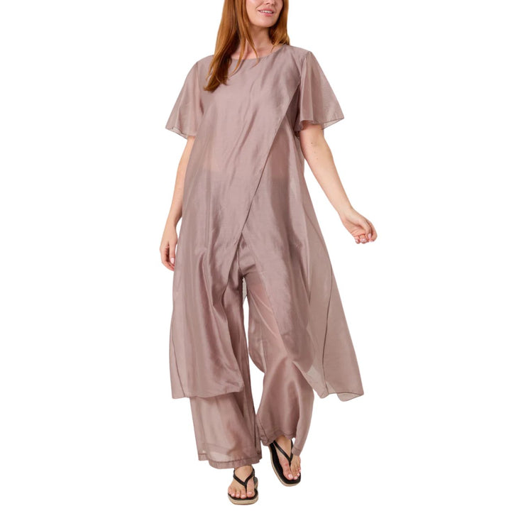 Quinn Two Piece Matching Top Trousers Co-Ord Set Mocha Brown - Sugarplum Boutique