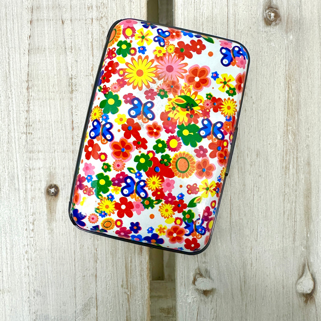 RFID Credit Card Holder Butterfly Floral White - Sugarplum Boutique