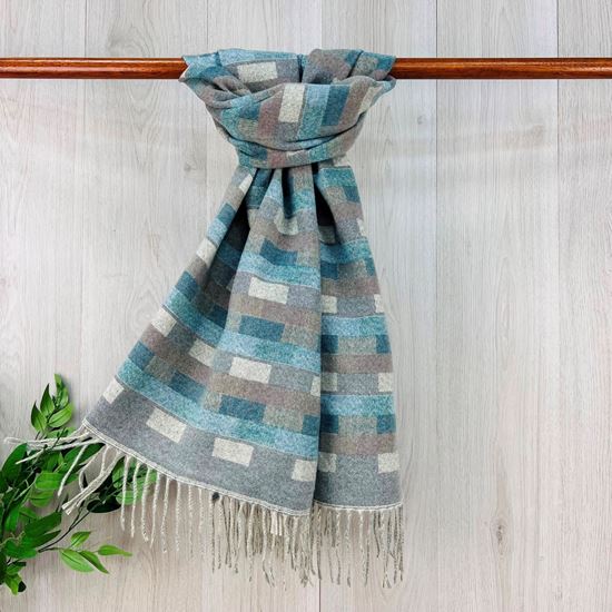 Rectangles Tassel Winter Scarf Grey - Sugarplum Boutique