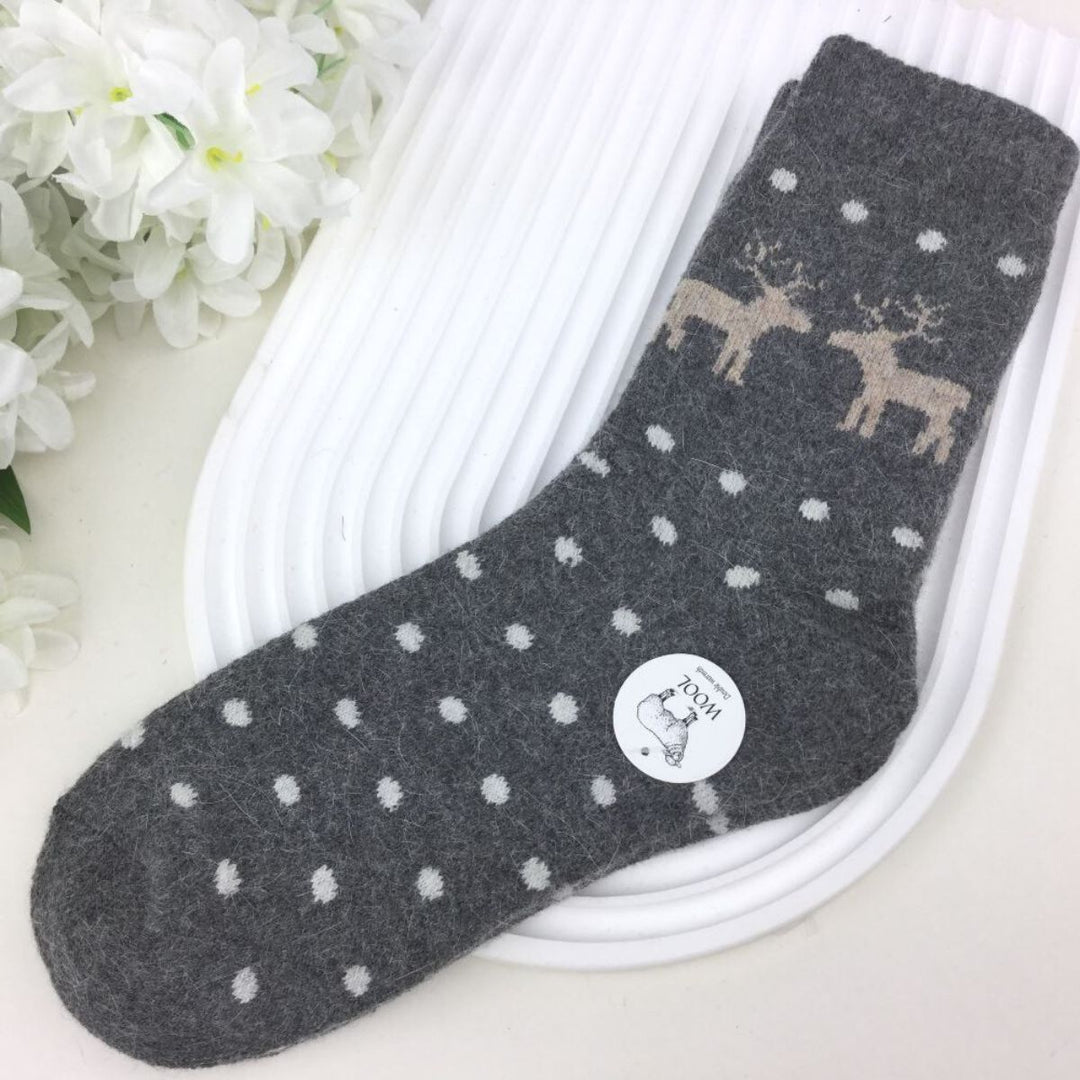 Reindeer Spotty Socks Grey - Sugarplum Boutique