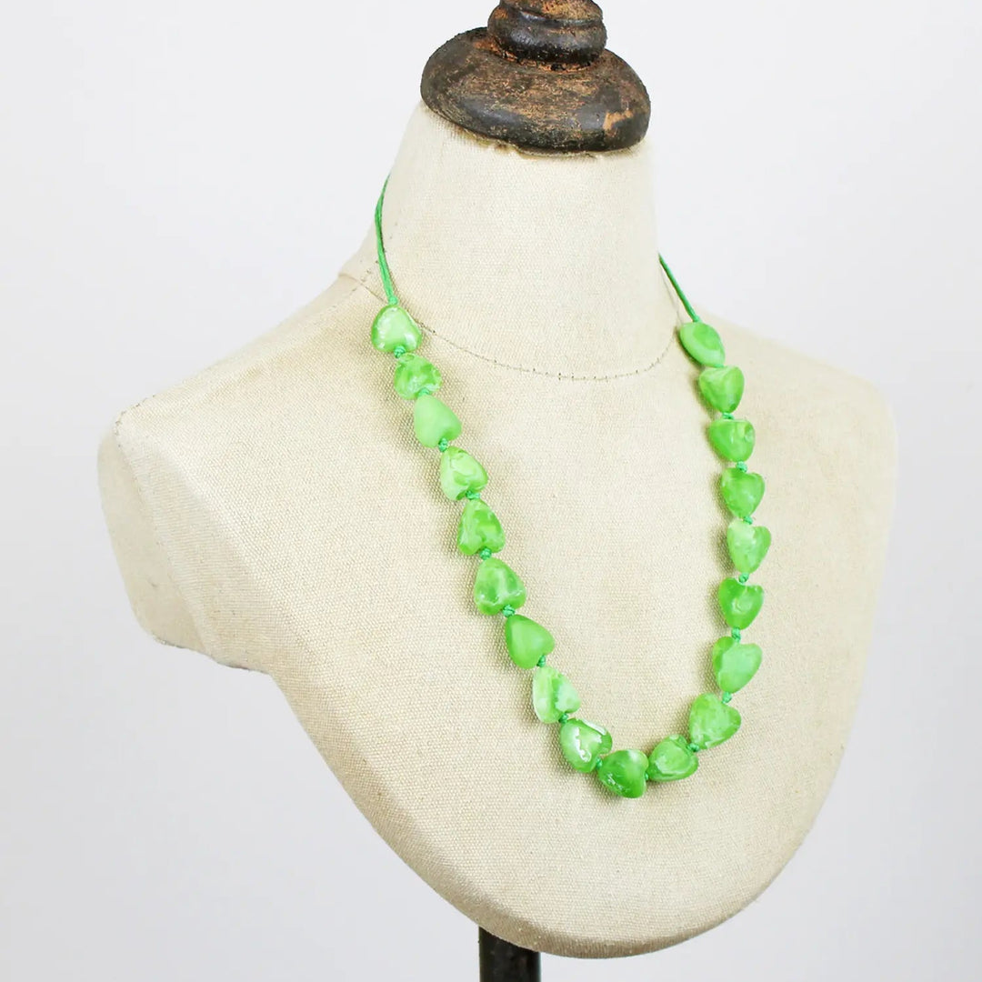 Resin Heart Necklace Green - Sugarplum Boutique
