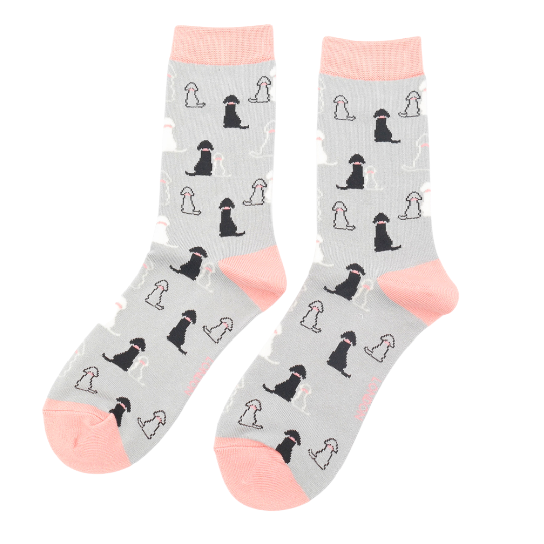 Retriever Dog Ladies Bamboo Socks Silver - Sugarplum Boutique