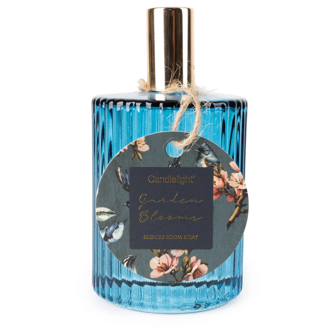 Ridged Glass Room Spray - Garden Blooms Blue - Sugarplum Boutique